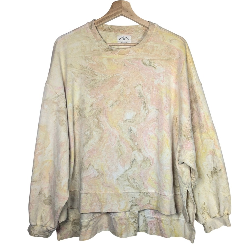 Electric and Rose Venice Tie Dye Sweatshirt Women M Marble Swirl Cotton Pullover